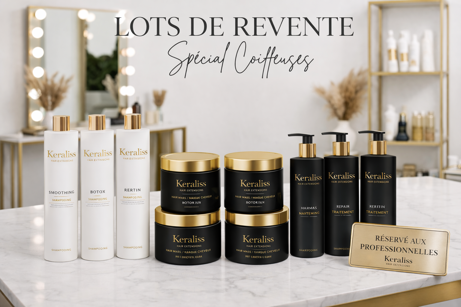 Lots de Revente Coiffeuse – Shampooing & Masque Professionnel Sans Sulfate | Keraliss
