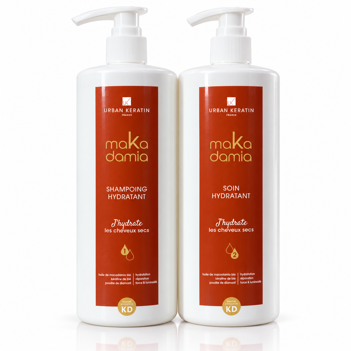Duo Shampoing + Soin Hydratant Makadamia Urban Keratin — Cheveux Secs | Format Classique 2×250ml ou Pro 2×1L