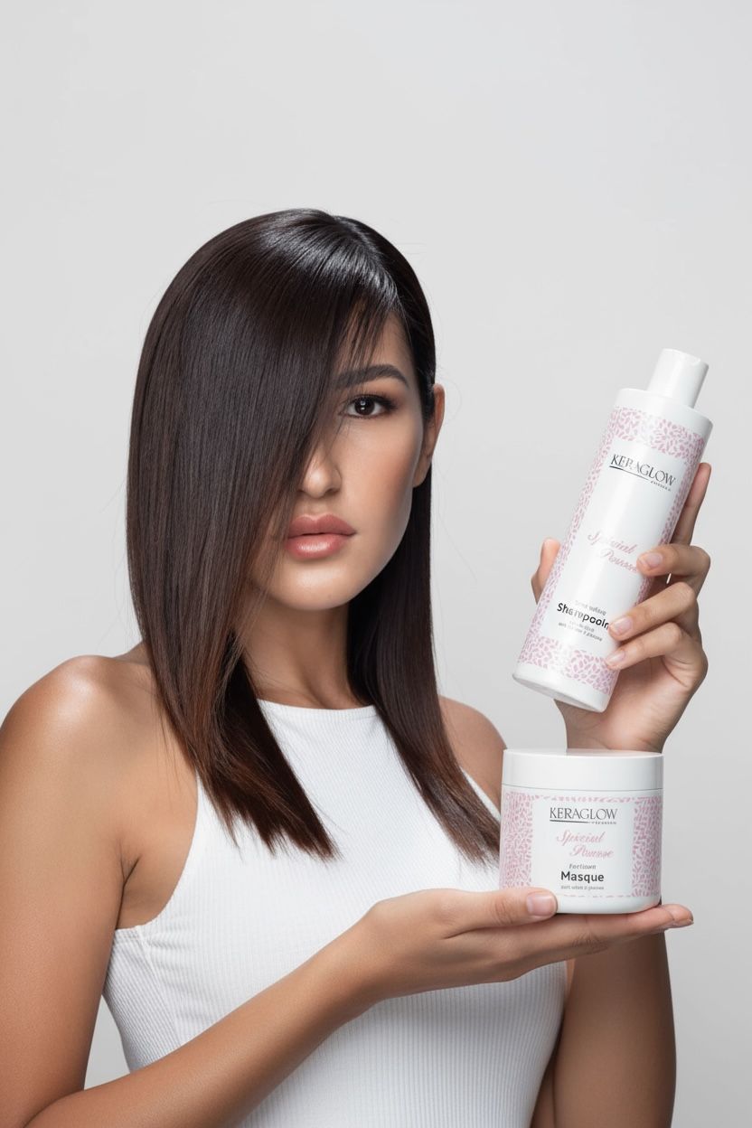 Lots de 6 KERAGLOW Shampoing, Masque Spécial Pousse – & Huile Anti-Chute Énergisants sans Sulfate