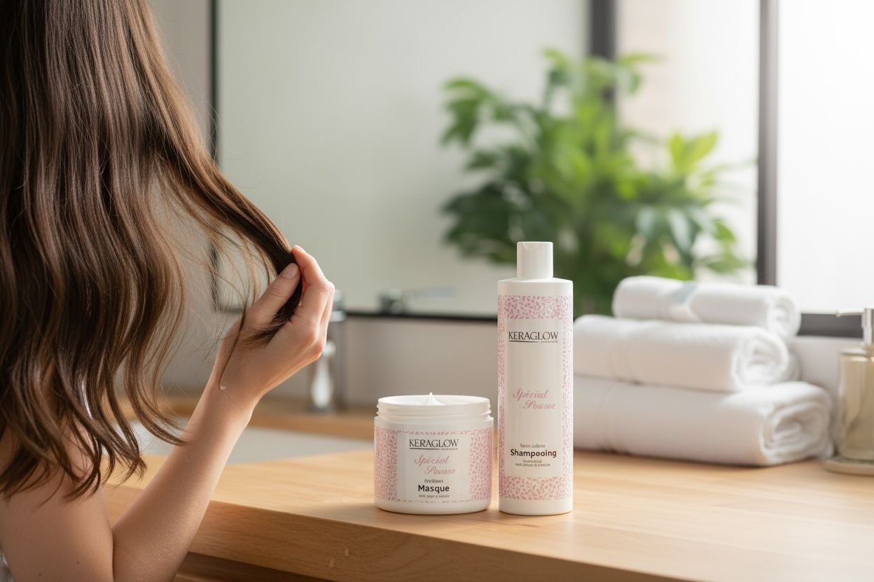 Lots de 6 KERAGLOW Shampoing, Masque Spécial Pousse – & Huile Anti-Chute Énergisants sans Sulfate