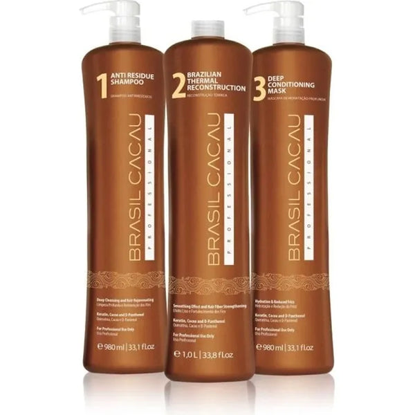 Kit Brasil Cacau CADIVEU THERMAL 3X100ml reconditionné