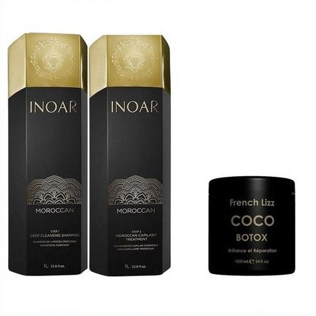 Lissage Brésilien Inoar Marroquino + Btx French Lizz Coco – Kit Combiné Lissage & Entretien